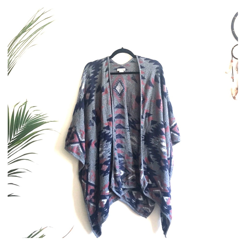 Lucky Brand Ruana Pancho Top OS